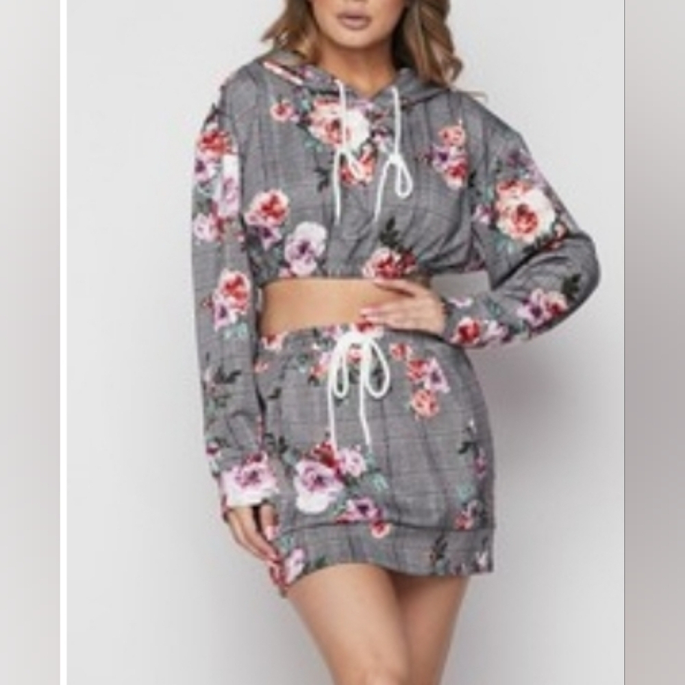 Women's Sweatshirt Bodycon Mini Skirt 2 Piece Outfits Long - Picture 7 of 8